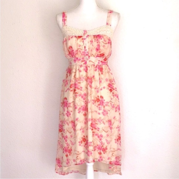 Kimchi Blue Floral Dress with Lace Trim - Picture 1 of 15